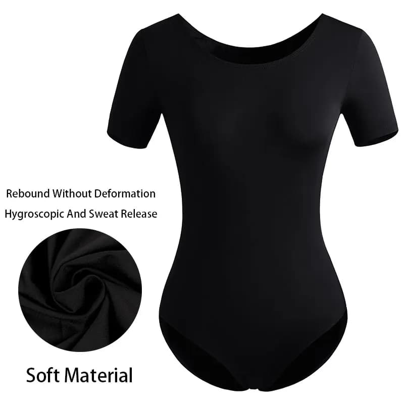 Women's Classic Team Basic Short Sleeve Ballet Dance Leotards for Adult Gymnastics Dance Tops with Soft Lining Ballet Clothes