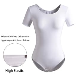 Women's Classic Team Basic Short Sleeve Ballet Dance Leotards for Adult Gymnastics Dance Tops with Soft Lining Ballet Clothes