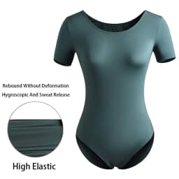 Women's Classic Team Basic Short Sleeve Ballet Dance Leotards for Adult Gymnastics Dance Tops with Soft Lining Ballet Clothes