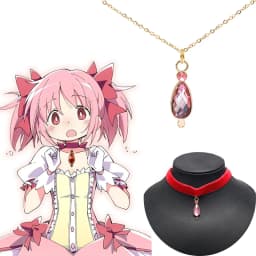 Anime Cosplay Puella Magi Madoka Magica pendant Necklace Kaname Madoka Pink WaterDrop crystal choker Jewelry Fans Gifts