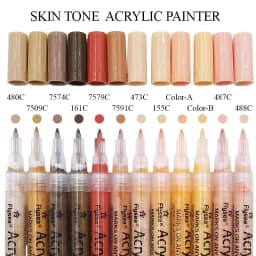 12 Colors 0.7mm/Brush Tip Skin Tone Acrylic Paint Pens Set, Paint Markers for Wood,Glass,Fabric,Rocks Painting Paint Pens Art