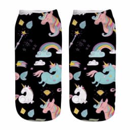 Funny Art Happy Licorne Women Low Cut Ankle Short Socks Harajuku Unicorn Printed 3D Female Girls Gift Sokken Dropship