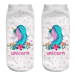 Funny Art Happy Licorne Women Low Cut Ankle Short Socks Harajuku Unicorn Printed 3D Female Girls Gift Sokken Dropship
