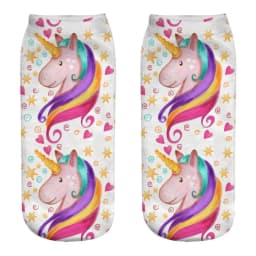 Funny Art Happy Licorne Women Low Cut Ankle Short Socks Harajuku Unicorn Printed 3D Female Girls Gift Sokken Dropship