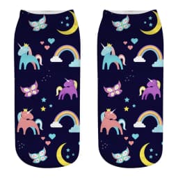 Funny Art Happy Licorne Women Low Cut Ankle Short Socks Harajuku Unicorn Printed 3D Female Girls Gift Sokken Dropship