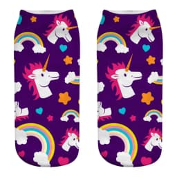 Funny Art Happy Licorne Women Low Cut Ankle Short Socks Harajuku Unicorn Printed 3D Female Girls Gift Sokken Dropship