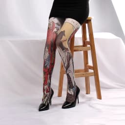 Retro Printed Tights For Women Abstract Portrait Stockings Female Multicolour Fashion Pantyhose Nylon Silk Tights Ins Long Socks