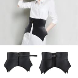 Black Brown Vintage Skirt Dress Coat Classic Leather Waistband Elastic Corset Band Punk Wide Belts Stretch Cummerbunds