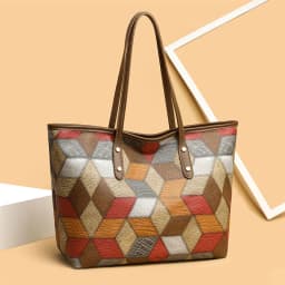 2024 New Women's Large Capacity Commuter Handbag Casual PU Leather Patchwork Tote Bag Fashionable Underarm Single Shoulder Bag