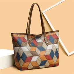 2024 New Women's Large Capacity Commuter Handbag Casual PU Leather Patchwork Tote Bag Fashionable Underarm Single Shoulder Bag