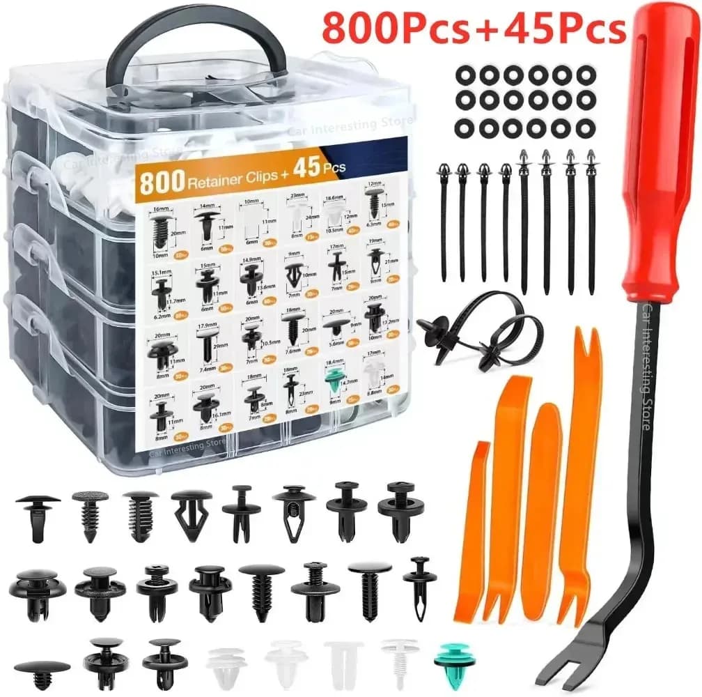 800pcs-100Pcs Car Fastener Clips Kit Fender Rivet Plastic Clips Auto Body Push Retainer Pin Rivet Bumper Door Trim Panel Repair