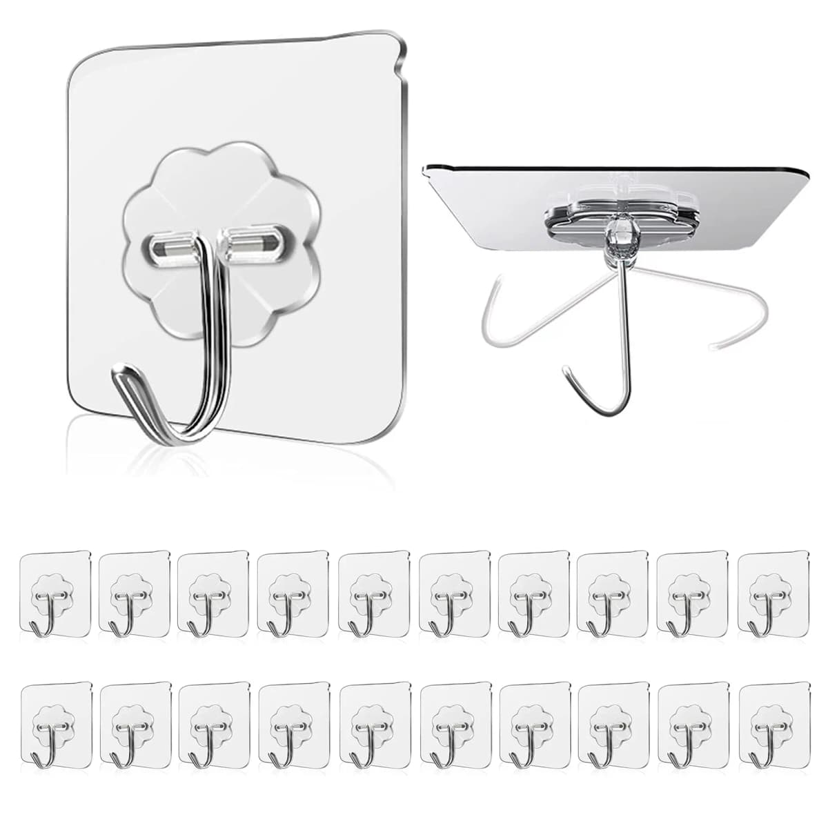Waterproof and Oilproof Wall Hooks, Sticky Hooks for Kitchen Bathroom Shower Door Outdoor Wall Hanging Door Self-adhesive