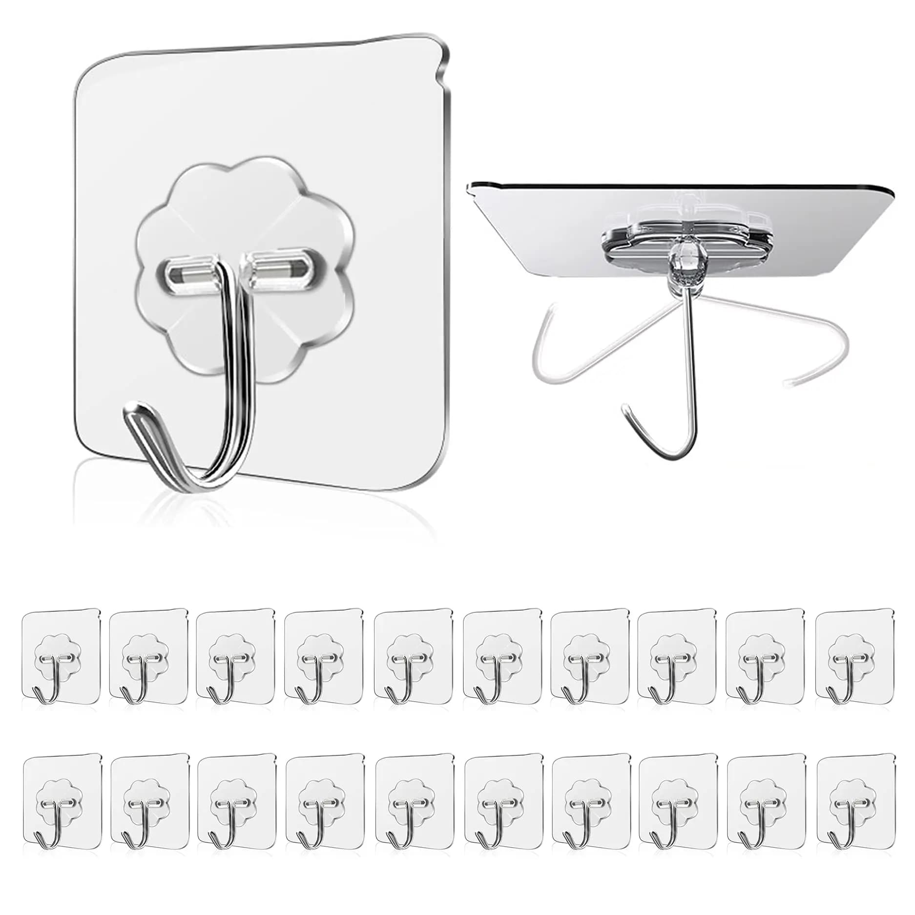 Waterproof and Oilproof Wall Hooks, Sticky Hooks for Kitchen Bathroom Shower Door Outdoor Wall Hanging Door Self-adhesive