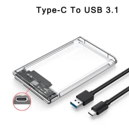 2.5 inch Hard Drive Enclosure USB 3.0/Type C to SATA III Clear External Hard Drive Case for 2.5 inch SATA SSD HDD Support UASP