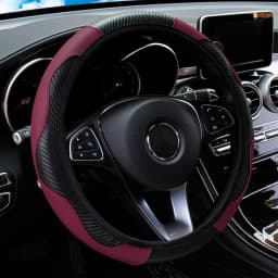 PU Carbon Fiber Leather Car Steering Wheel Cover Without Inner Ring Suitable for 14.5-15 Inches of Automotive Supplies