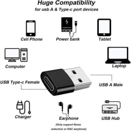 USB to USB C Adapter for iPhone 17 USB C Female to USB Male Car Charger Adapter Type C Converter for Apple 16 for Samsung Galaxy