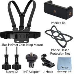 Adjustable All-in-One Action Camera Accessories Kit - Head Strap Chest Strap Mount Compatible with GoPro Hero Osmo SJCAM AKASO I
