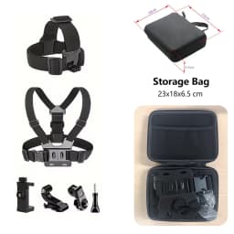 Adjustable All-in-One Action Camera Accessories Kit - Head Strap Chest Strap Mount Compatible with GoPro Hero Osmo SJCAM AKASO I