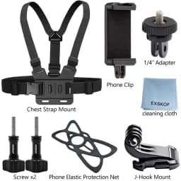 Adjustable All-in-One Action Camera Accessories Kit - Head Strap Chest Strap Mount Compatible with GoPro Hero Osmo SJCAM AKASO I