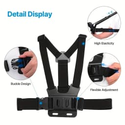 Adjustable All-in-One Action Camera Accessories Kit - Head Strap Chest Strap Mount Compatible with GoPro Hero Osmo SJCAM AKASO I