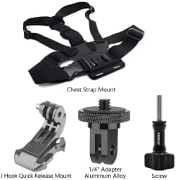 Adjustable All-in-One Action Camera Accessories Kit - Head Strap Chest Strap Mount Compatible with GoPro Hero Osmo SJCAM AKASO I