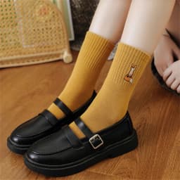 New Cute Embroidery Fox Cartoon Animal Socks Funny Pets Practicing Yoga Cotton Art Sokken Dropship