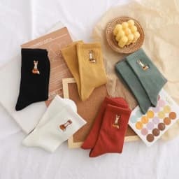 New Cute Embroidery Fox Cartoon Animal Socks Funny Pets Practicing Yoga Cotton Art Sokken Dropship
