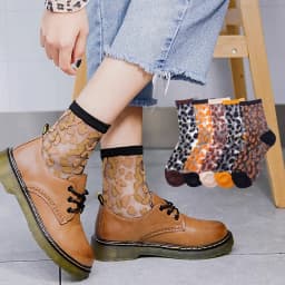 Fashion Summer Women Ladies Sexy Leopard Grain Socks Crystal Silk Glass Silk Ultrathin Transparent Lace Fabulous Girls