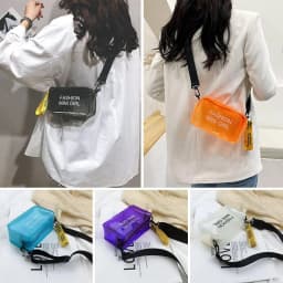 Transparent Laser Crossbody Bag for Women Candy Color Letter Fashion Mini Shoulder Messenger Bag PVC Jelly Small Tote Bag