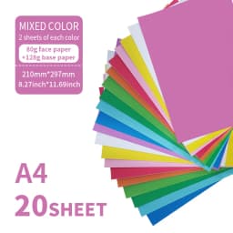 A4 Vinyl Sticker Paper 20 PCS PP Synthetic Adhesive Paper Color Self-adhesive Printing Paper Waterproof Oilproof Tear Resistant