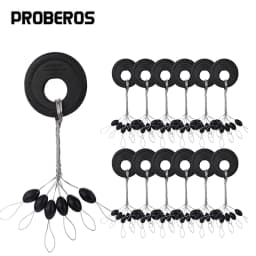 PRO BEROS 60Pcs 10Set Black Rubber Space Beans Oval Stopper Fishing Bobber Float Catfish Flotador Fishing Float Folat Line Stops