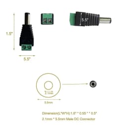 5pairs DC 12V Female And Male Connectors 5.5x2.1mm Power Plug Adapter Jacks Sockets For Signal Color LED Strip Light CCTV Camera