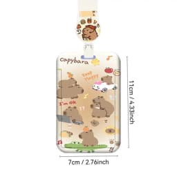 Cartoon Capybara Card Holder Bus Card Cover Case Business Card Holder Cute Credit Card Holders with Lanyard ID Holders Badge