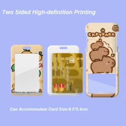 Cartoon Capybara Card Holder Bus Card Cover Case Business Card Holder Cute Credit Card Holders with Lanyard ID Holders Badge