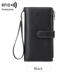 MIYIN Fashion Vintage Women Wallet RFIDShieldingDouble Zipper Long Wallet Trifold Credit CardHolder Women Clutch Wristlet Wallet