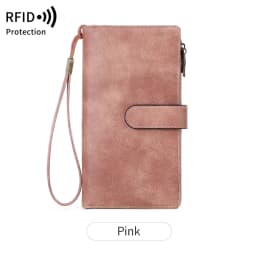 MIYIN Fashion Vintage Women Wallet RFIDShieldingDouble Zipper Long Wallet Trifold Credit CardHolder Women Clutch Wristlet Wallet