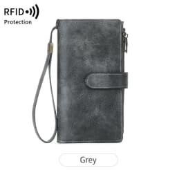MIYIN Fashion Vintage Women Wallet RFIDShieldingDouble Zipper Long Wallet Trifold Credit CardHolder Women Clutch Wristlet Wallet