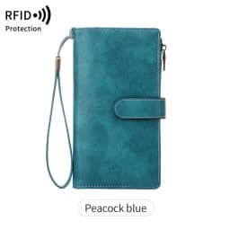 MIYIN Fashion Vintage Women Wallet RFIDShieldingDouble Zipper Long Wallet Trifold Credit CardHolder Women Clutch Wristlet Wallet
