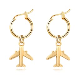 PESENAR Fashionable Gold Small Airplane Pendant Earrings with Simple and Personalized Solid Color Earrings and Ear Buckles