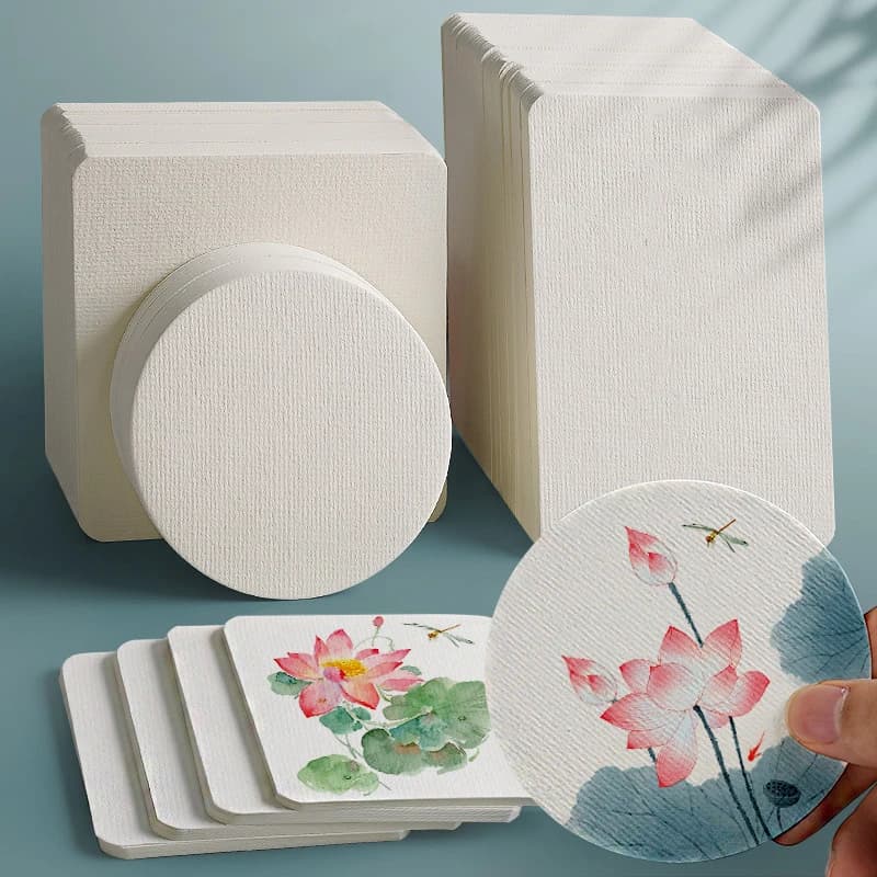 Watercolor Paper Card Postcard Thickened 300g Square Round Rectangular Mini Sketch Paper Card Art Supplies