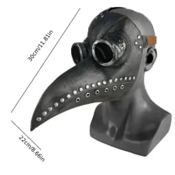 Black Rubber Plague Doctor Mask Costume Halloween Cartoon Spooky Steampunk Gas Latex Mask for Kids and Adults Cosplay Props