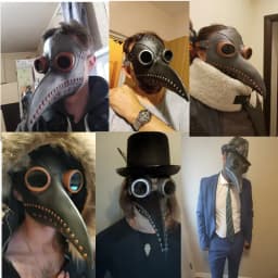 Black Rubber Plague Doctor Mask Costume Halloween Cartoon Spooky Steampunk Gas Latex Mask for Kids and Adults Cosplay Props