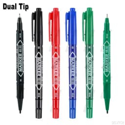 4/8Pcs Waterproof Oil Ink Permanent Art Marker Fineliner Pen 0.5mm 1.0mm Dual Tip For Comics Painting Drawing Writing Stationery