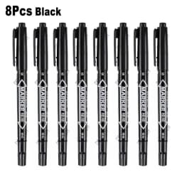 4/8Pcs Waterproof Oil Ink Permanent Art Marker Fineliner Pen 0.5mm 1.0mm Dual Tip For Comics Painting Drawing Writing Stationery