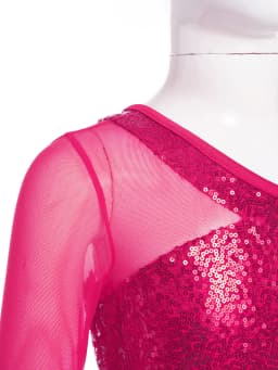 Kids Girls Jazz Dance Tops One Shoulder Shiny Sequins Crop Top for Ballet Gymnastics Skating Stage Performance Dance Wear