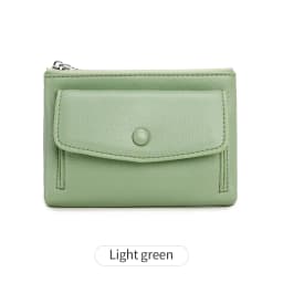 Women's Wallet PU Leather Short Double Zippered Wallet Simple Solid Color Large Capacity Credit Card Holder Bag With Coin Pocket