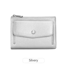Women's Wallet PU Leather Short Double Zippered Wallet Simple Solid Color Large Capacity Credit Card Holder Bag With Coin Pocket