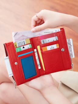 Women's Wallet PU Leather Short Double Zippered Wallet Simple Solid Color Large Capacity Credit Card Holder Bag With Coin Pocket