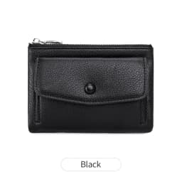 Women's Wallet PU Leather Short Double Zippered Wallet Simple Solid Color Large Capacity Credit Card Holder Bag With Coin Pocket