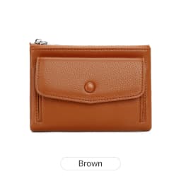 Women's Wallet PU Leather Short Double Zippered Wallet Simple Solid Color Large Capacity Credit Card Holder Bag With Coin Pocket